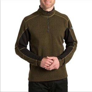 Kuhl Kashmira 1/4 Zip Sweater Men's Medium Olive Green Brown Fleece Pullover